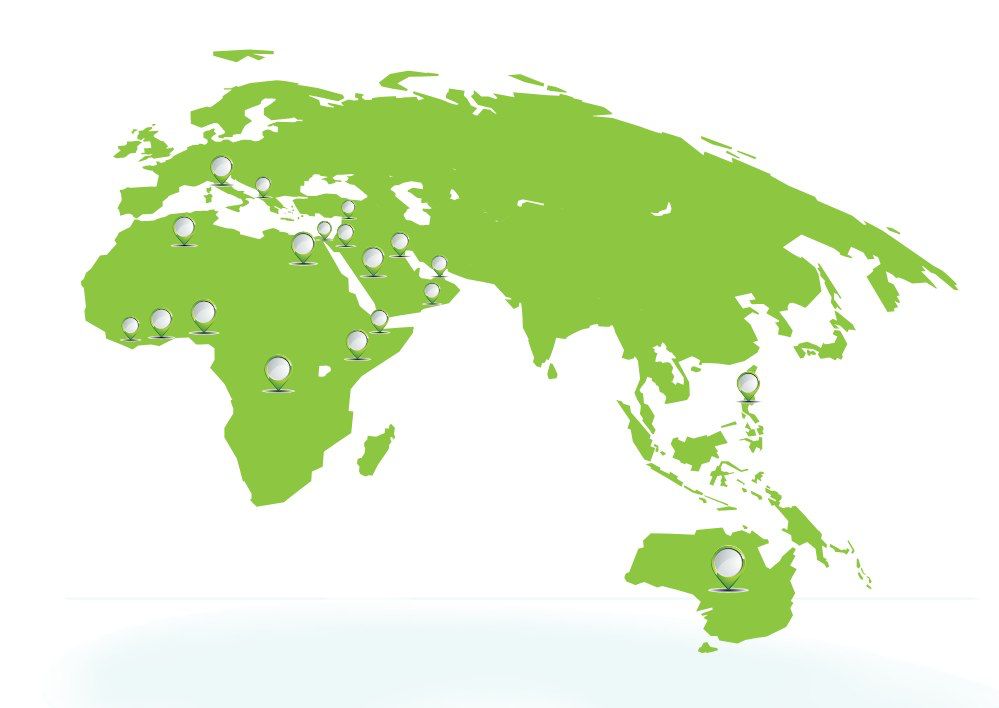 Map of countries where Daccache Agriculture has delivered projects